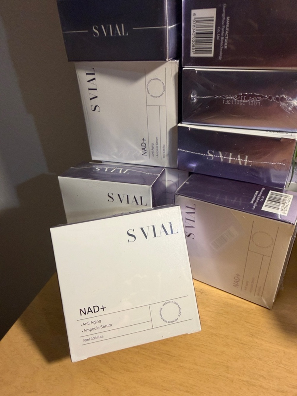 S VIAL NAD+ Anti-Aging Ampoule Serum - White & Purple Boxed Set